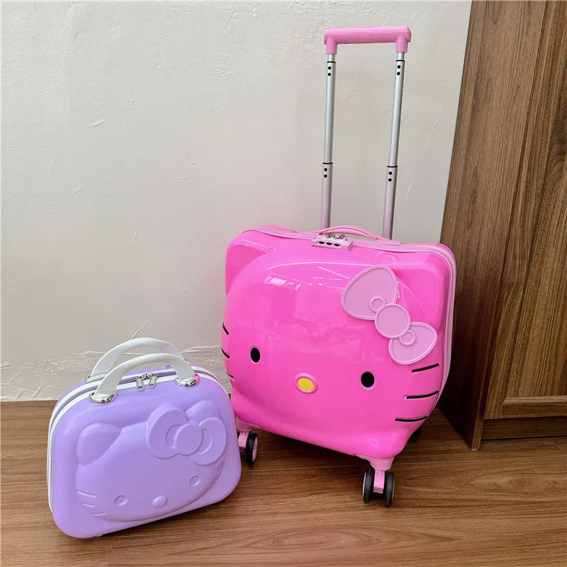 Hello Kittys Trolley Case Girls Sanrioed Universal Wheel Trolley Portable Suitcase Cartoon Travel Boarding Case Kids Toys Gift