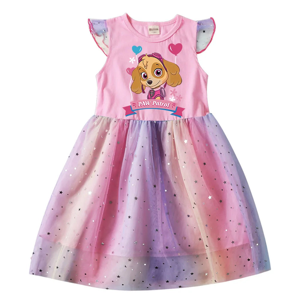 Children's Princess Dresses Girl Birthday Clothing Girls Cartoon PAW PATROL Dress Summer Cute Casual Kids Clothing Top Tee