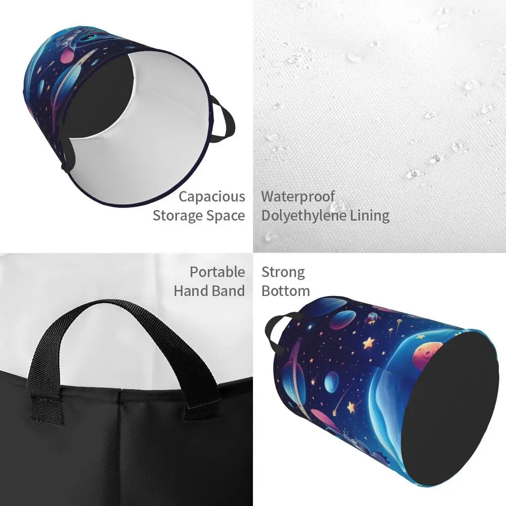 Custom Stitch Cartoon Anime Laundry Basket Foldable Clothes Hamper for Baby Kids Toys Storage Bag