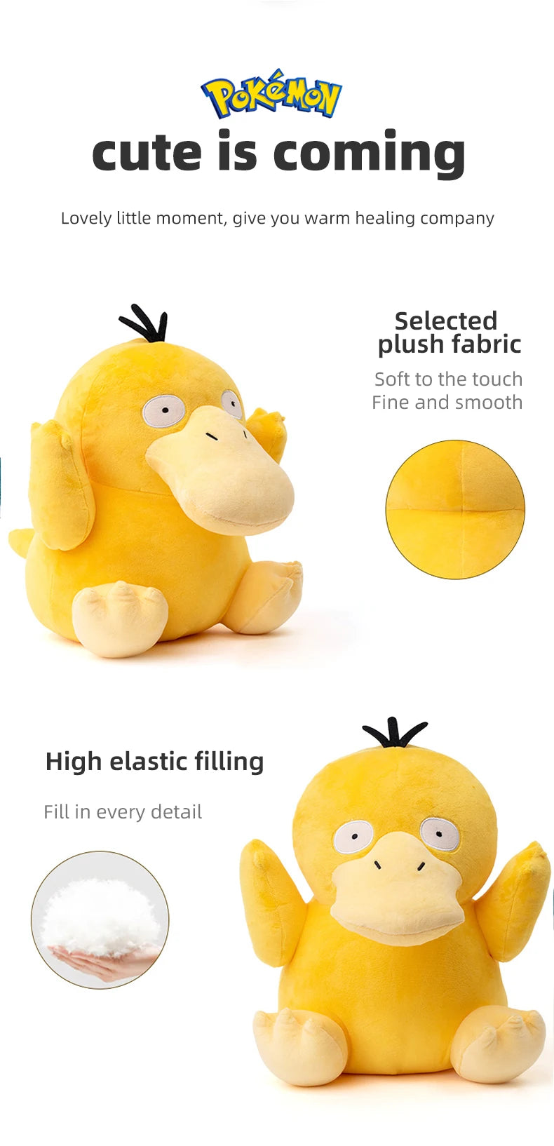 Pokemon Kawaii Psyduck Stuffed Toys Cartoon&Cute Plush Dolls Throw Pillow Birthday Gift  For Kids Friends Boys Home Decoration
