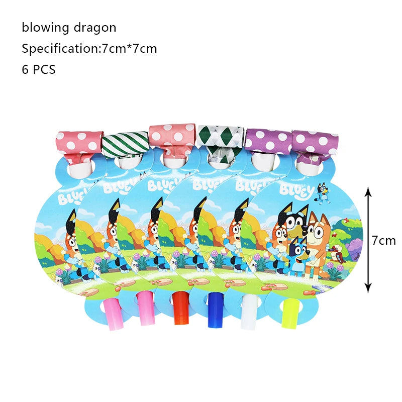 New Bluey Birthday Party Decoration Latex Balloons Bingo Aluminum Film Balloon Disposable Tableware Kids Event Supplies Backdrop