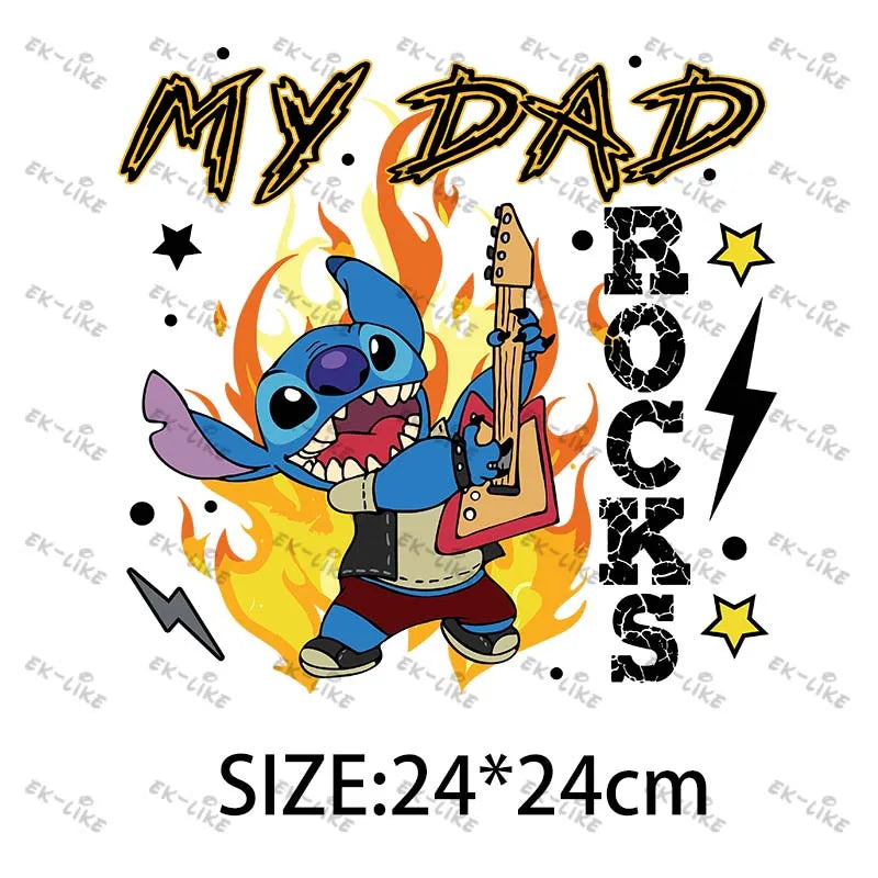 Dad Squad King Lion Toy Story Mickey Stitch Happy Father's Day Iron on Picture on Clothes Strong viscosity Diy Craft