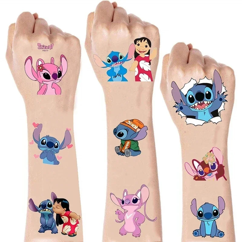 New Kawaii Lilo & Stitch Anime Tattoo Stickers - DIY Decals for Birthday Party Decor, Perfect as Cartoon Children's Toy Gifts