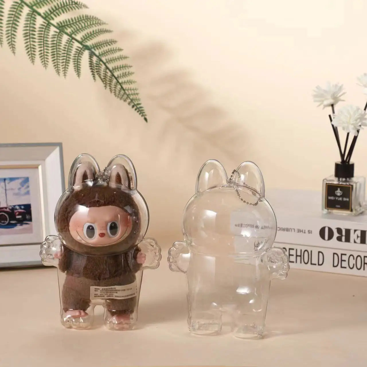 Labubu Case Sitting Party Transparent Protective Shell Dust Cover Protect Knapsack Hanging Decorations Christmas Gift Kids Toy