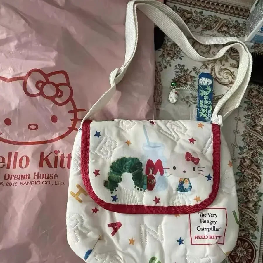 Hello Kitty Cute Bag Y2k Kawaii Anime Embroidery Versatile Tote Shoulder Bags Armpit Women'S Bag Girl Female Makeup Bags Gift