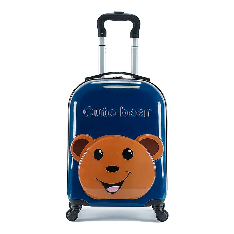 XQ kids travel suitcase 18-inch carry ons luggage trolley case for girls boys gift cabin rolling luggage spinner cute Cartoon
