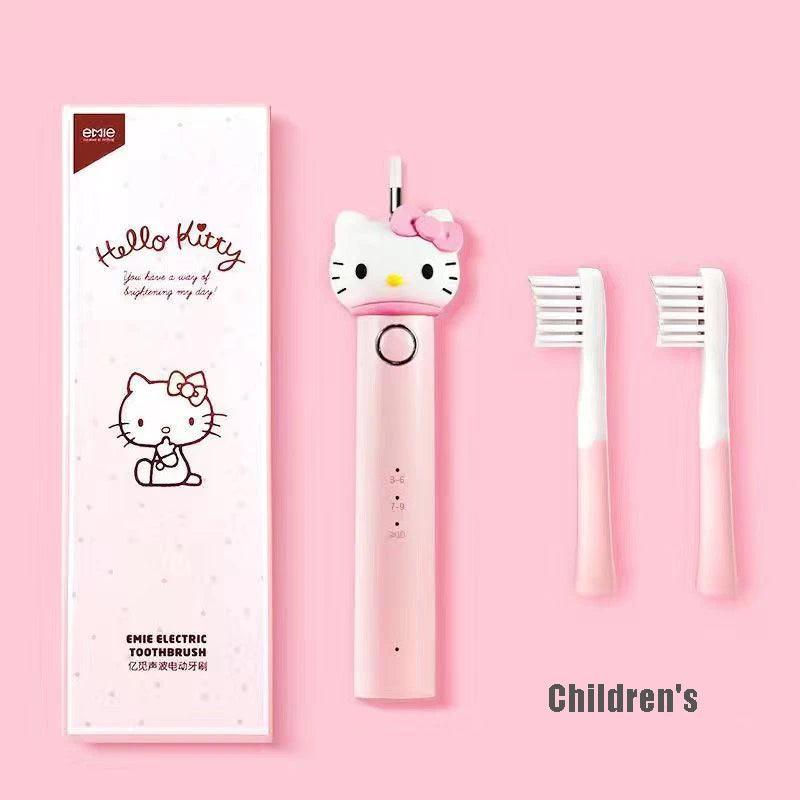 Kawaii Sanrio HelloKitty Electric Toothbrush Cute Anime Soft Hair Travel Portable Fiber Toothbrush Girl Oral Care Cleaning Brush