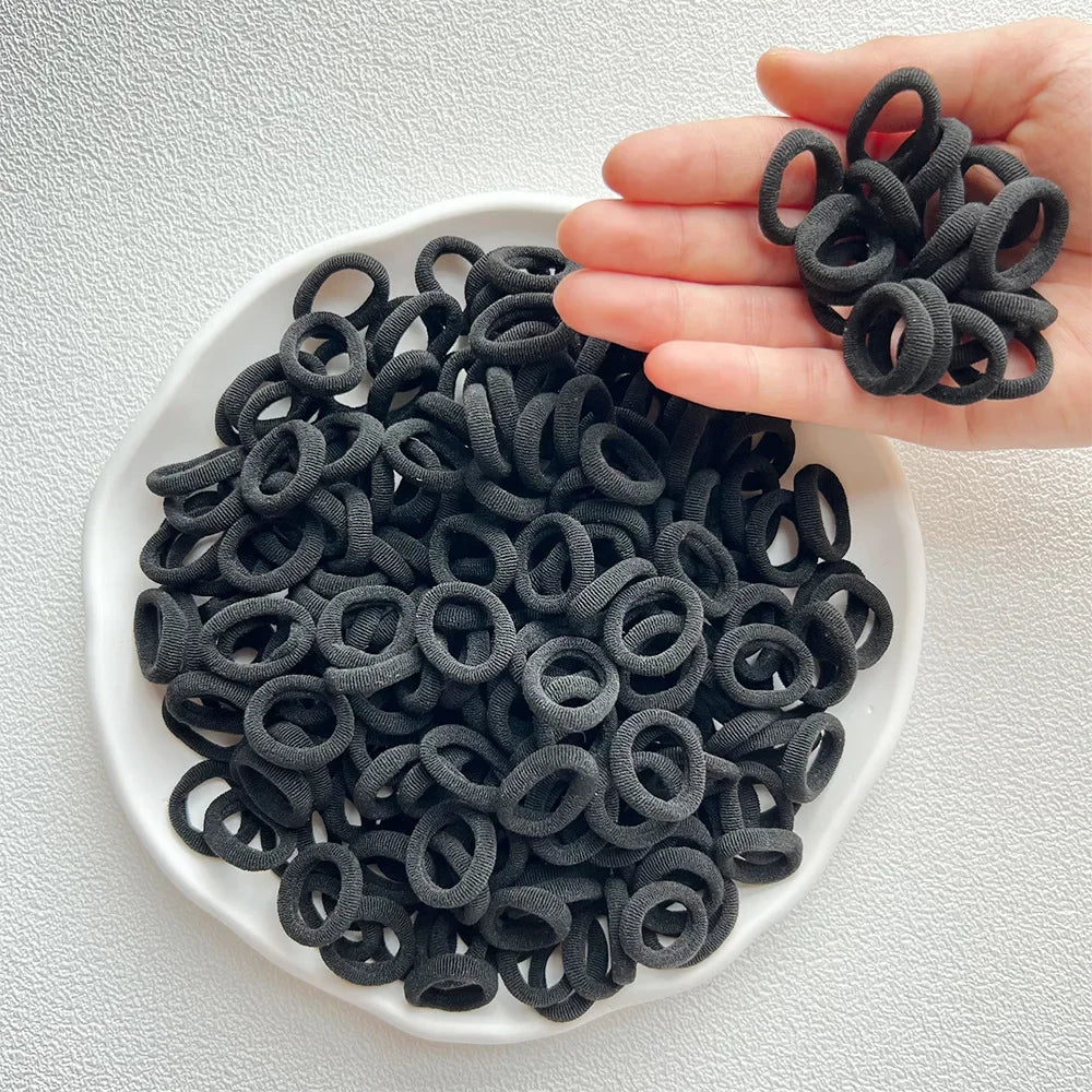 50/100/200PCS Colorful Basic Nylon Ealstic Hair Ties for Girls Ponytail Hold Scrunchie Rubber Band Kids Basic Hair Accessories