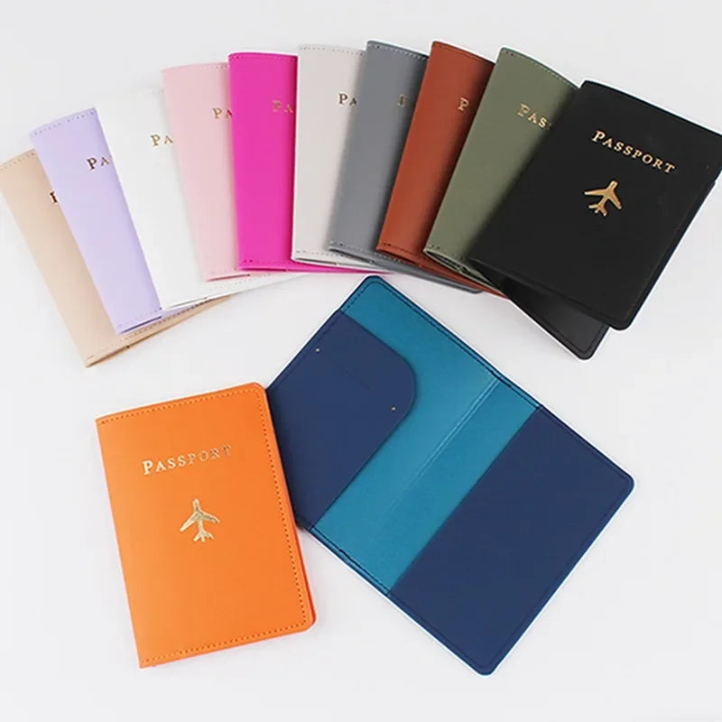 Airplane Passport Cover Women Men Travel Passport Case Pu Leather Fashion Passport Wallet Purse Girl Passport Credit Card Holder