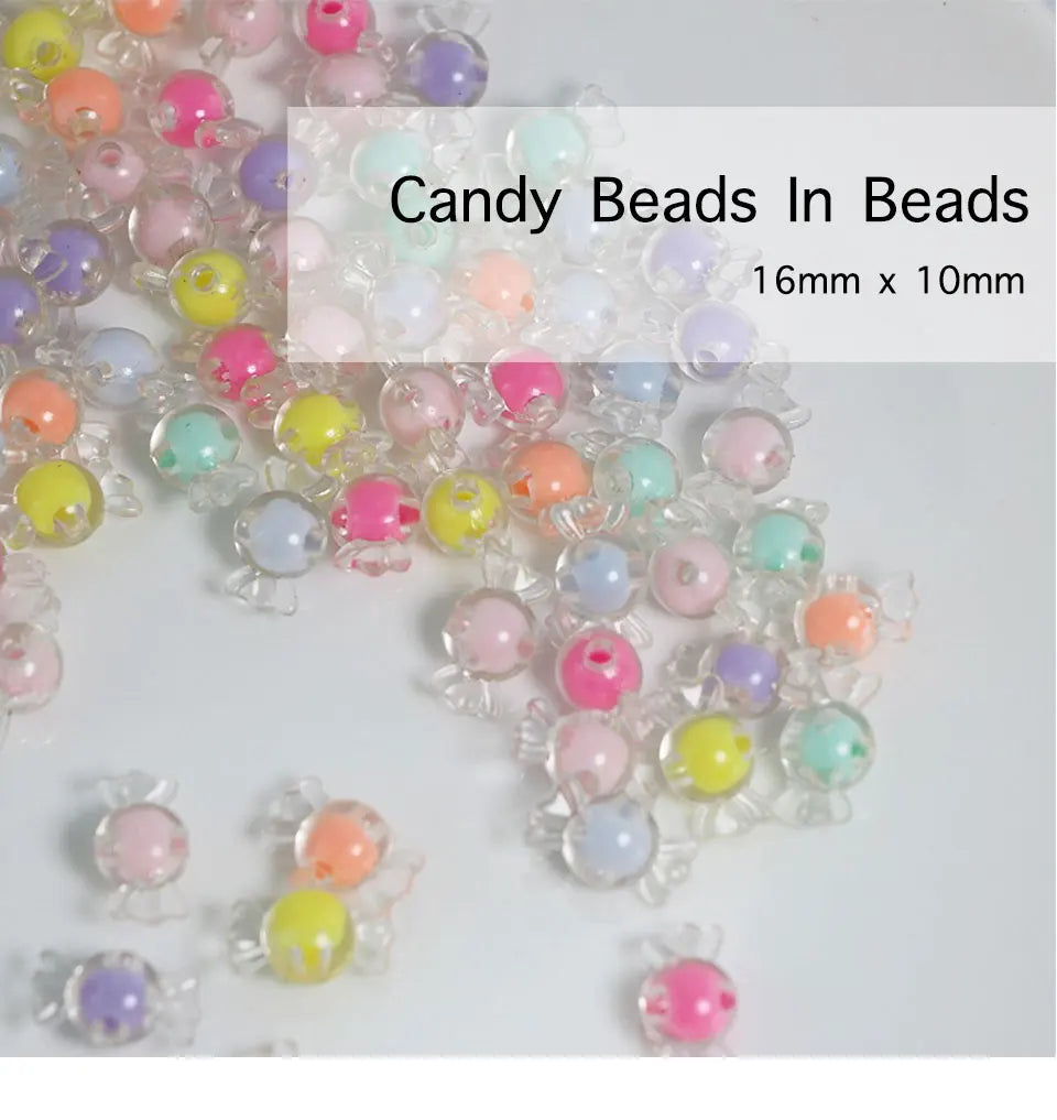 Transparent Candy Beads In Beads For Jewelry Making DIY Kids Hair Accessories Phone Chain Keychain Bracelet Pet Necklace Charms