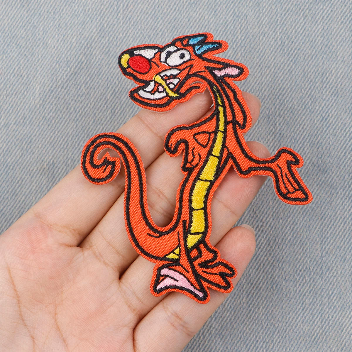Cute Stitch Patches On Clothes Cartoon Mushu Dragon Embroidered Patches Animals Badges Iron On Patch DIY Clothing Accessories