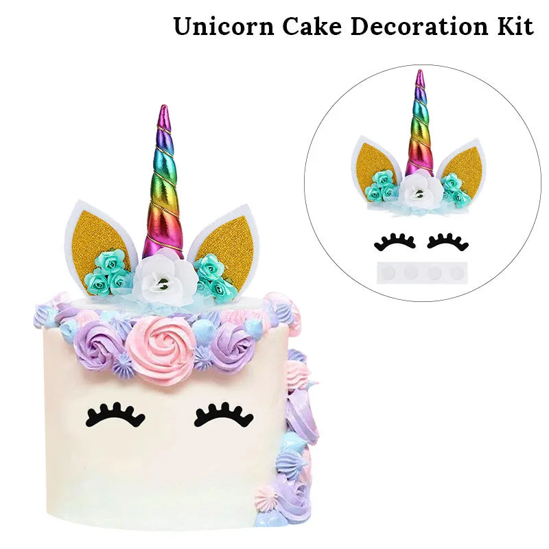 Rainbow Unicorn Cake Topper Kids Girl Birthday Party DIY Decoration Baby Shower Wedding Favors Unicorn Theme Party Supplies