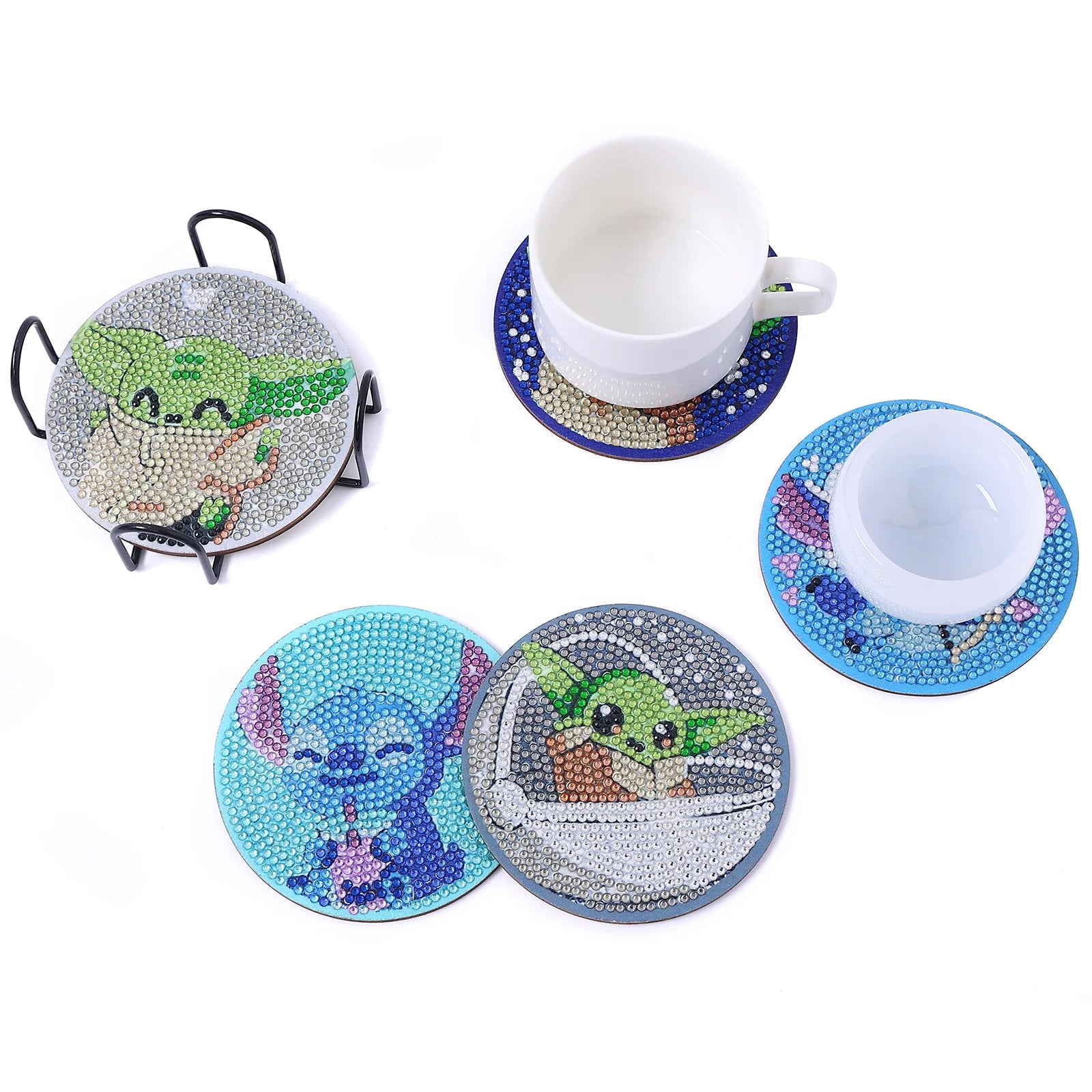 5DDIY Wooden Dot Diamond Cup Cushion with Thermal Insulation and Anti Slip Diamond Painting Stitch Coffee Cup Cushion
