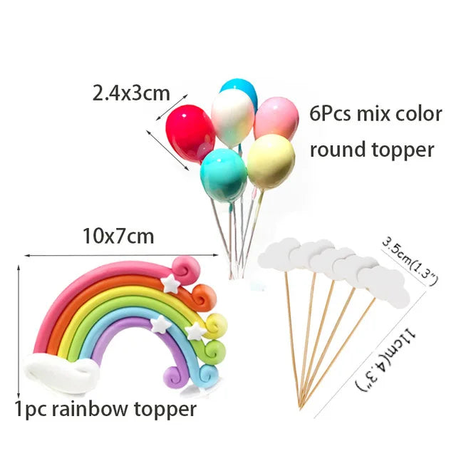 Unicorn Girls Cake Topper Kids 1st Birthday Decor Cloud Rainbow Balloon Cupcake Toppers Baby Shower Christening Cake Decorating