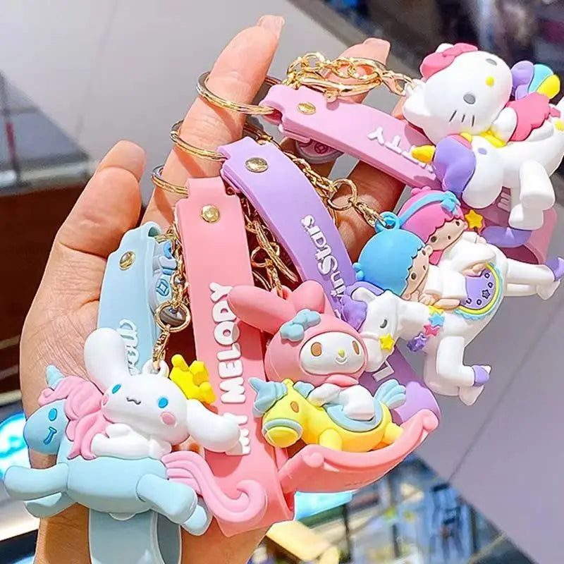 Sanrio Unicorn Series Keychain Cinnamoroll Pendant Little Twin Stars Accessories Hello Kitty My Melody Bag Charms Birthday Gift
