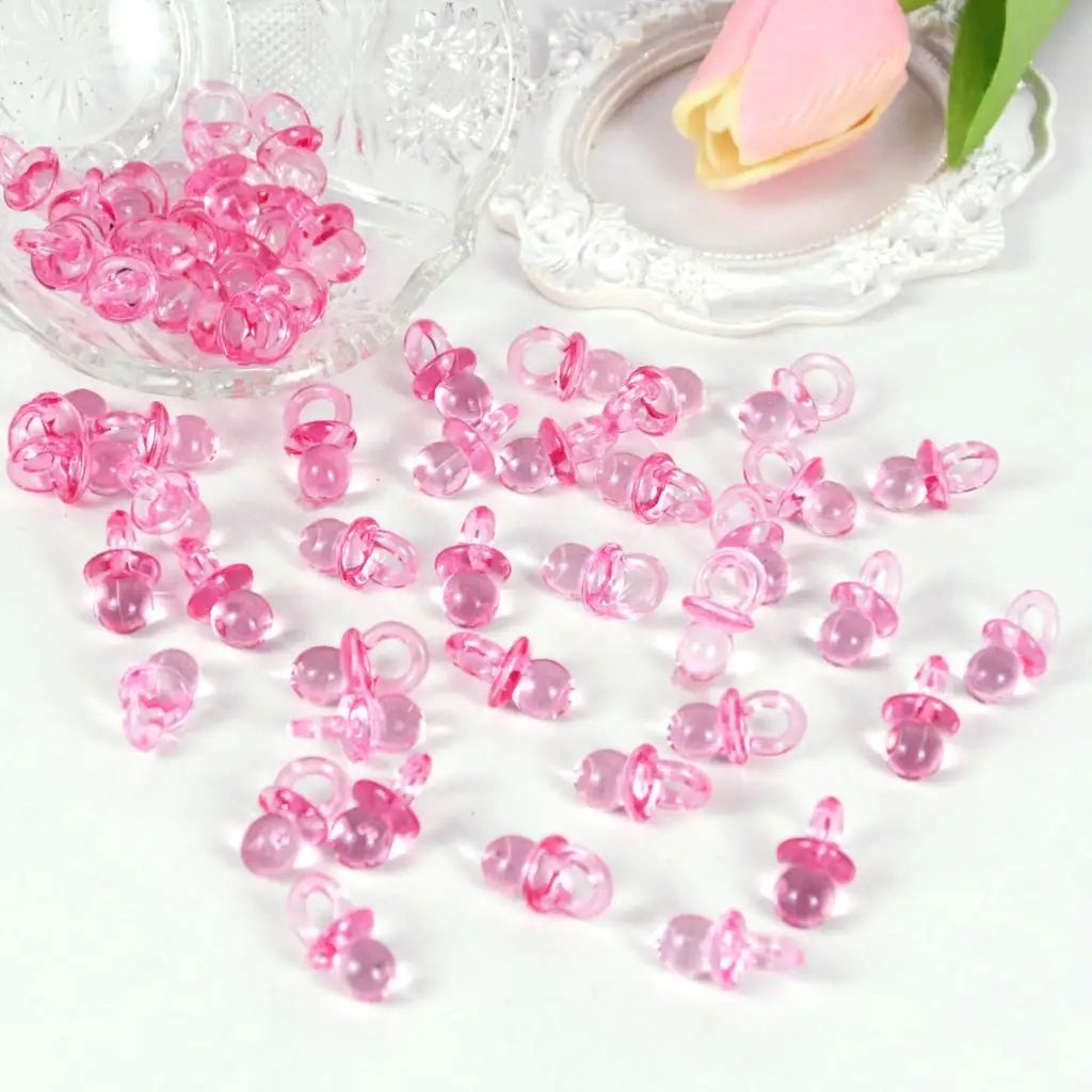 50pcs Mini Acrylic Blue Pink Pacifier Nipple Gender Reveal Table Scatter for Baby Shower Kids Birthday Party Decoration Supplies
