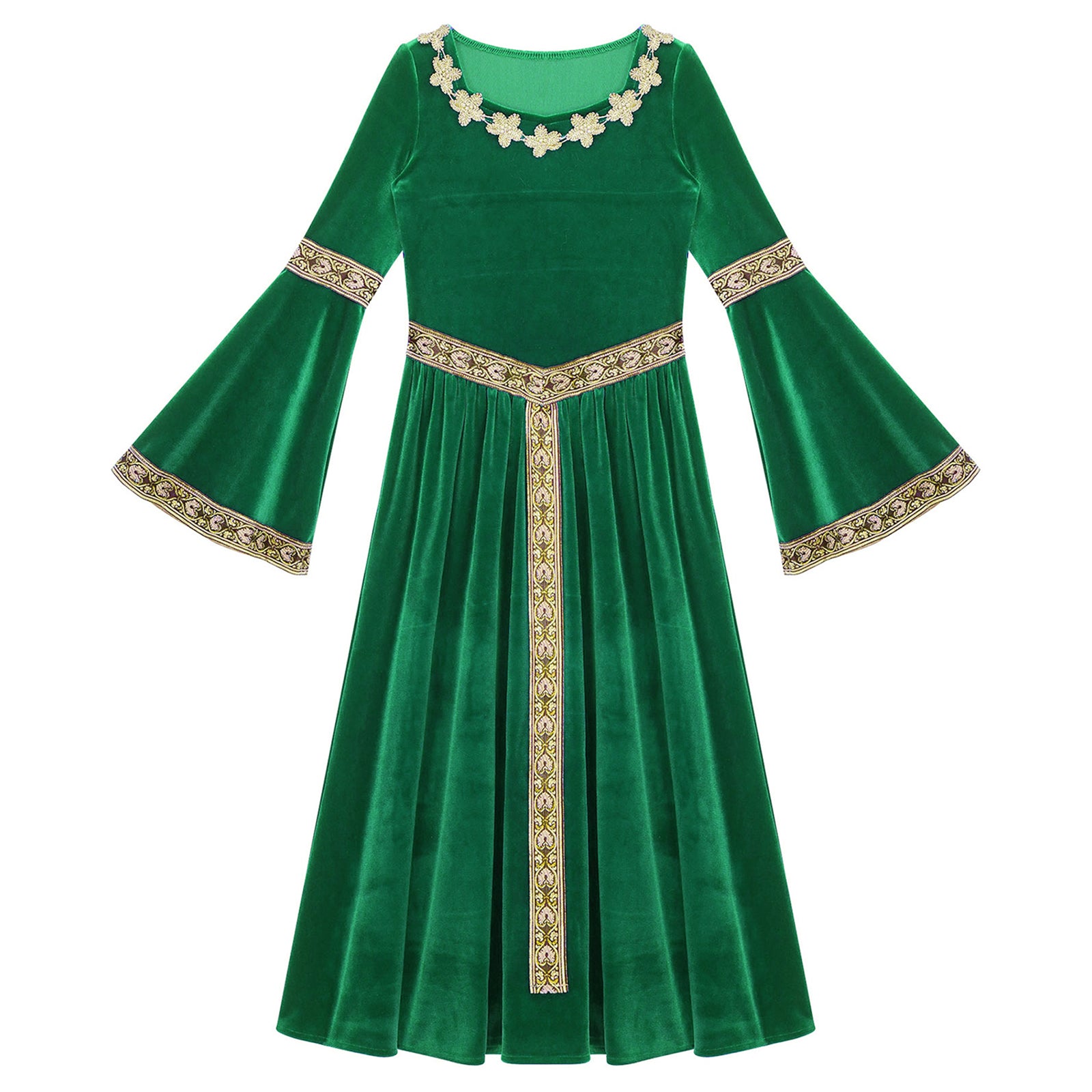 Girls Medieval Renaissance Velvet Dress Princess Queen Cosplay Costume Christmas Xmas Halloween New Year Carnival Party Dress