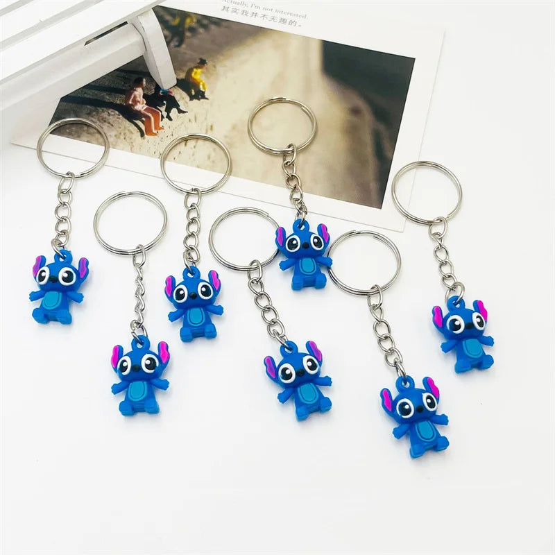 10Pcs/Lot Cartoon Cute Disnesy Stitch Mini Keychain Kawaii Doll Keyring Fashion Bag Cute Ornament Pandent for Girls Gifts Toys