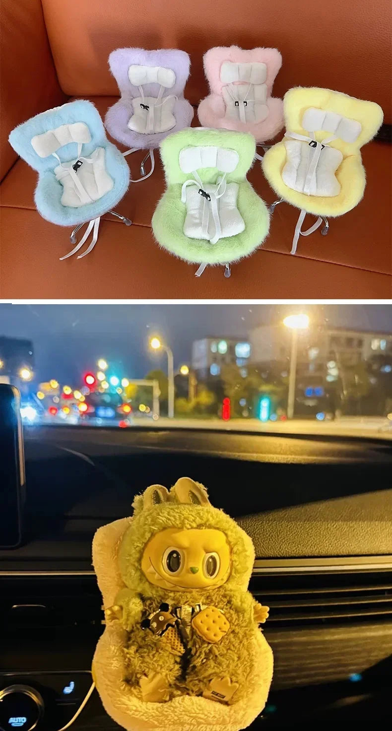 new 15-17cm doll Seat  Labubu Doll Safety Seat Cute Doll Air Outlet Aromatherapy decoration high-grade Car Interior Decoration