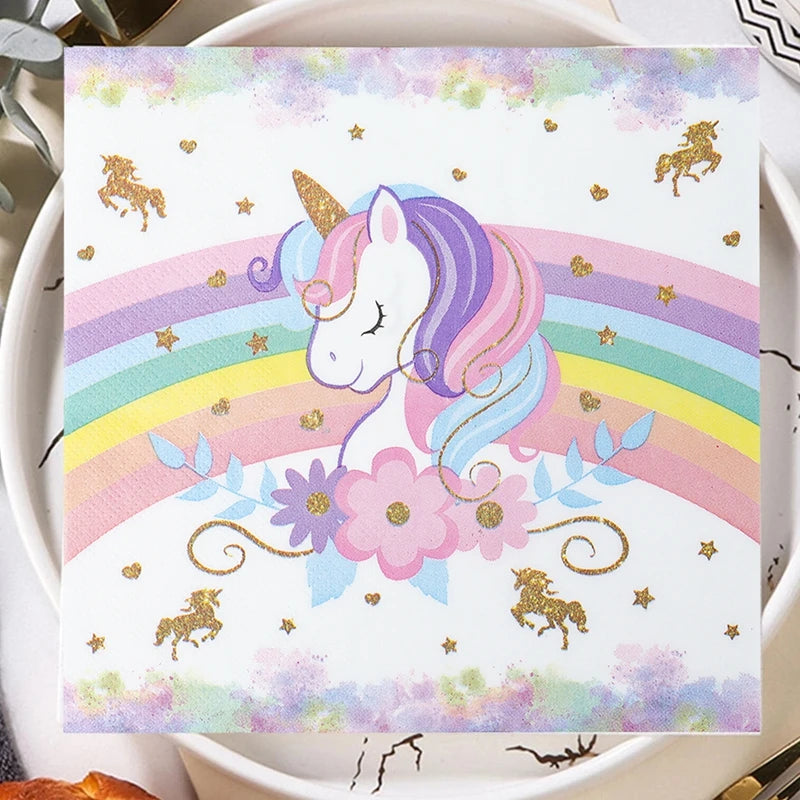 Unicorn Party Supplies Rainbow Unicorn Paper Plates Cups Napkin for Baby Shower First Girls Birthday Party Decorations