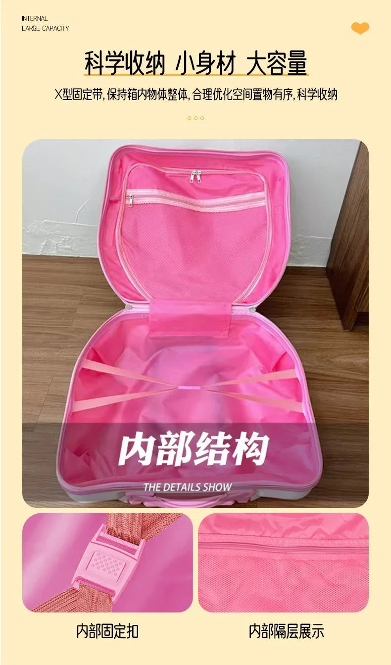 New Hello Kitty 14/20 Inch Cartoon Travel With Lock Trolley Box Cute Suitcase Makeup Case Large-capacity Storage Box Girls Gifts