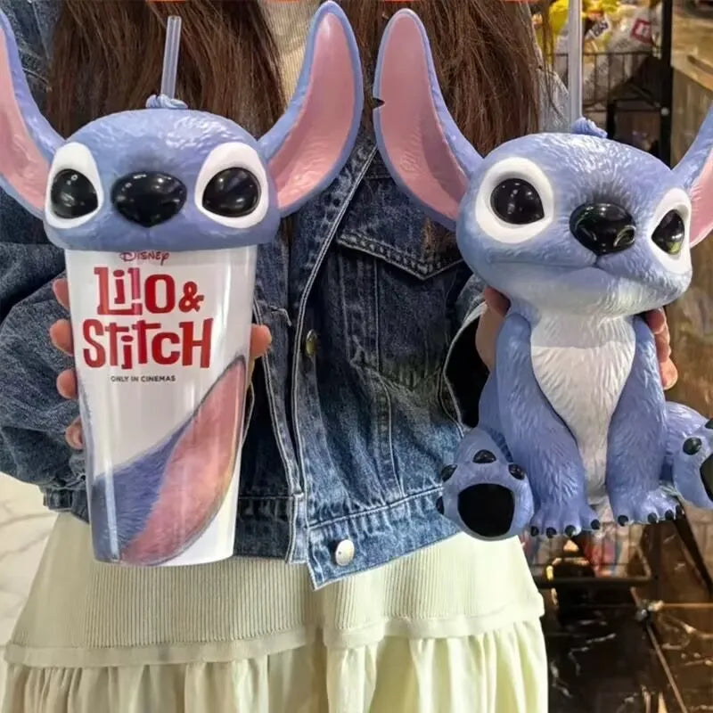Stitch (626) Themed Tumbler Cup With Straw & Popcorn Bucket – Cute Cartoon Drinkware & Snack Container Set