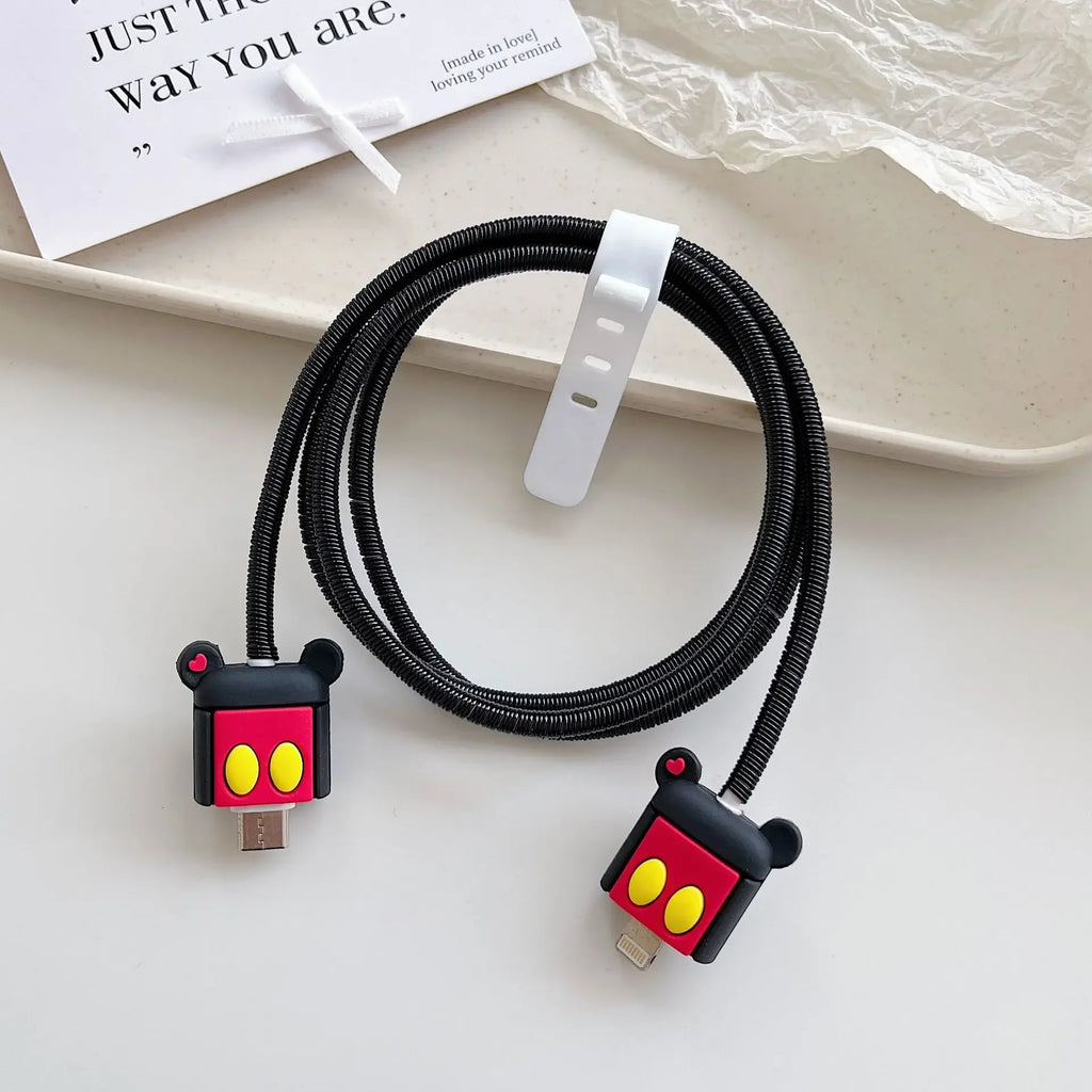 New Cartoon Charger Cable Protector for IPhone 15 14 13 12 18W 20W Charger Protection Cover Stitch Data Line Winder Protective