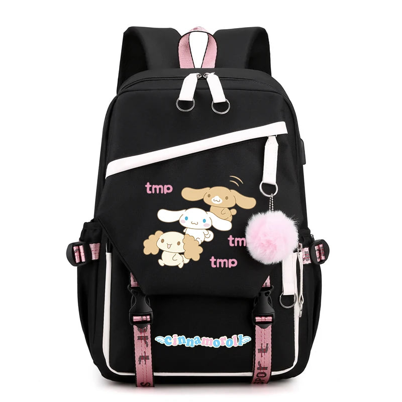 Sanrio Kuromi Cinnamoroll Backpack Teenager Student Rucksack Girl Boy Kids Anime Knapsack Women Cute Cartoon Bag Travel Mochilas