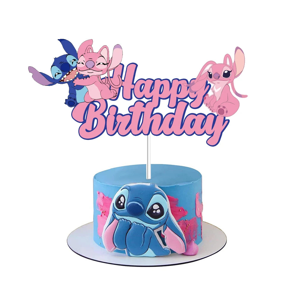 MINISO Lilo & Stitch Six Princess Acrylic Cake Topper Children Birthday Party Supplies Cake Flag Baby Shower Baking DIY Supplies