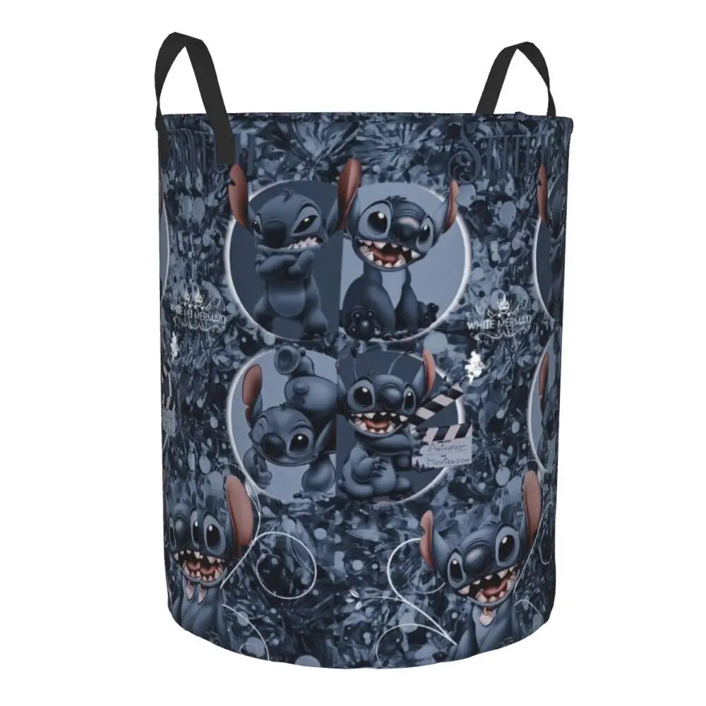 Customized SLilo And Stitch Cartoon Laundry Hamper Large Storage Basket Anime Kids Nursery Toy Organizer