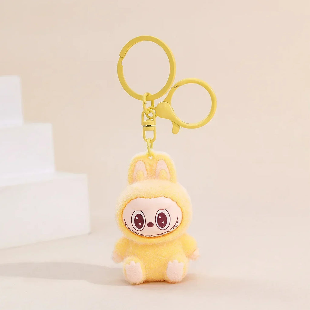 Cute Labubu Doll Pendant Keychain Exquisite Doll Fluff Pvc Toy Phone Ornaments Bag Charms Car Key Chain Kawaii Accessories Gifts