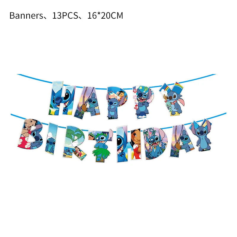 Stitch Party Supplies For Child Lilo And Stitch Birthday Party Decorations Balloons Banner Tablecloth Backdrop Tableware