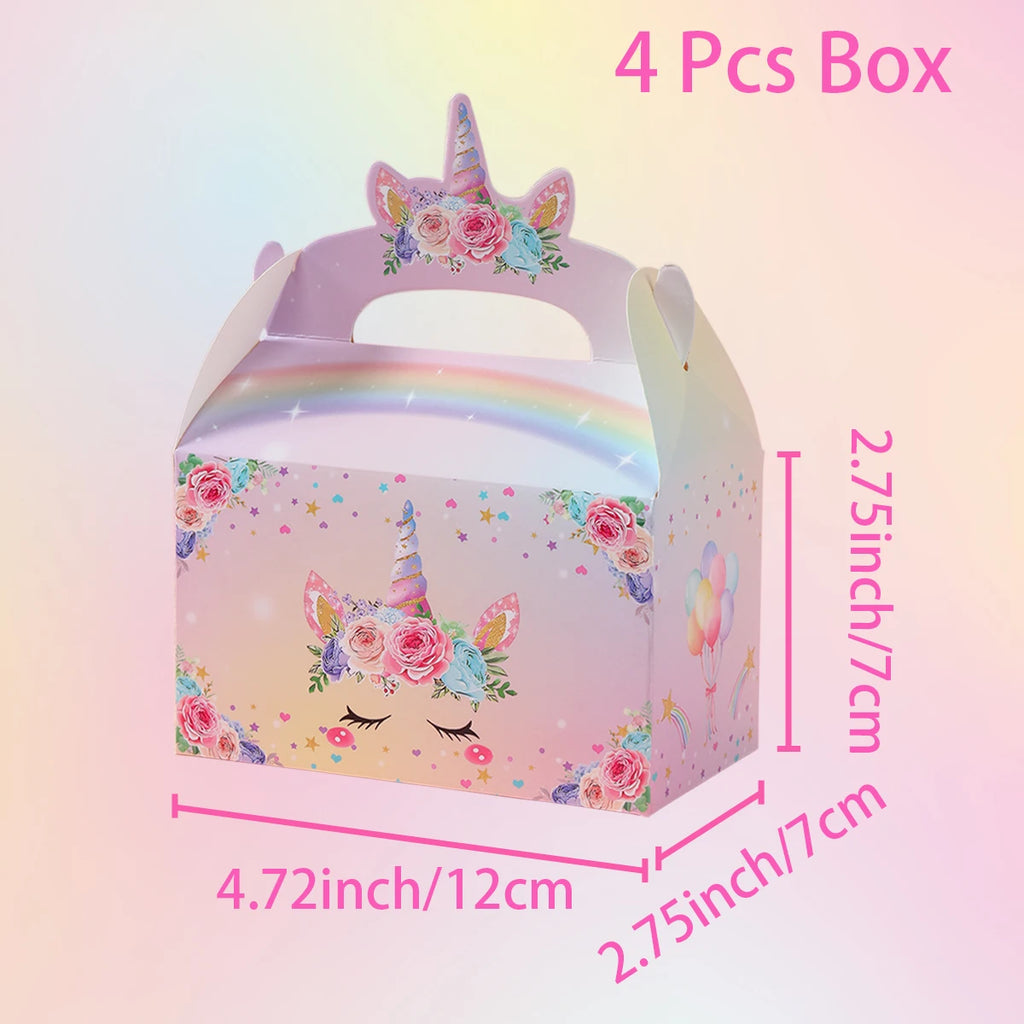 Rainbow Unicorn Handbag Candy Bag Happy 1st Birthday Party Decorations Kids Favors Gift Unicorn Box Baby Shower Girls Supplies