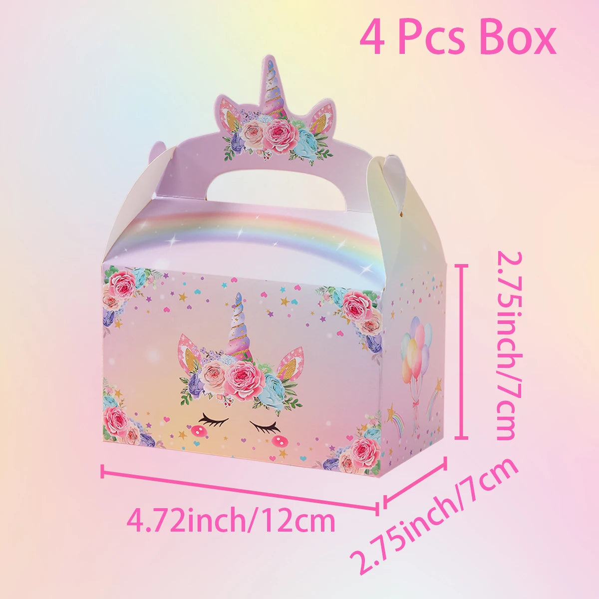 Rainbow Unicorn Handbag Candy Bag Happy 1st Birthday Party Decorations Kids Favors Gift Unicorn Box Baby Shower Girls Supplies