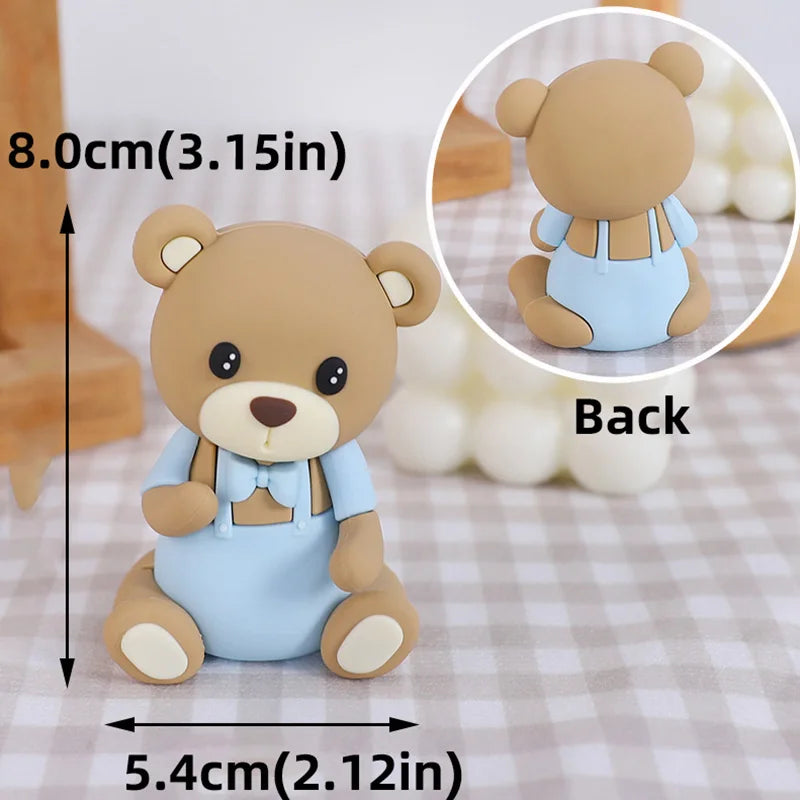 Bear Cake Toppers for Boy or Girl Baby Shower Children's Birthday Party Decoration Hot Air Balloon Cake Topper Pink Blue Green