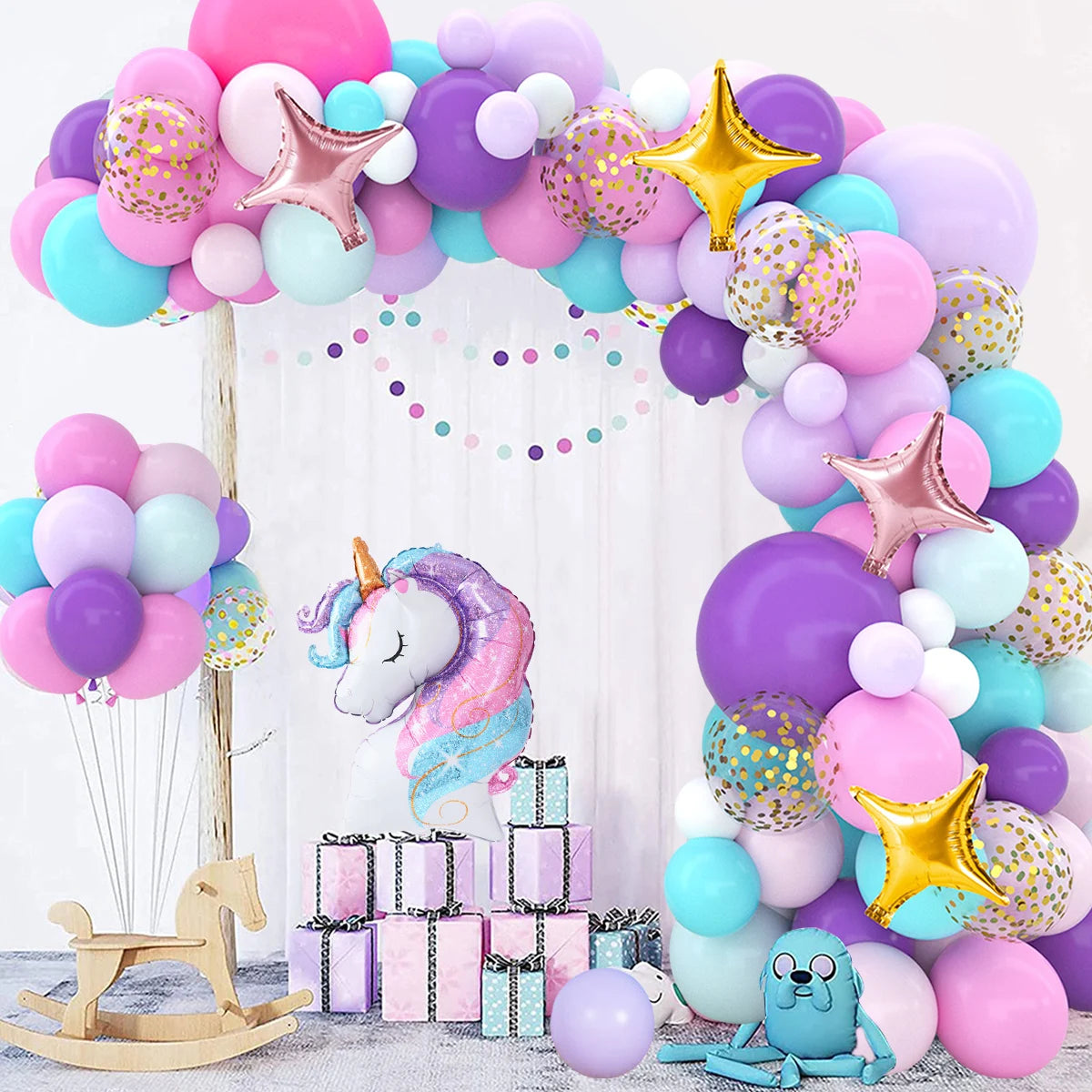 Unicorn Star Color Balloon Garland Arch Kit Rainbow Wedding Birthday Party Decor Kids Baby Shower Birthday Latex Balloons