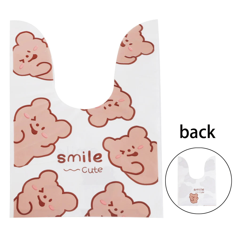10/25/50pcs Plastic Candy Bags Cookie  Cute Carton Rabbit Ear Bags Biscuits Snack Baking Packing Supplies Kids Gifts Wholesale