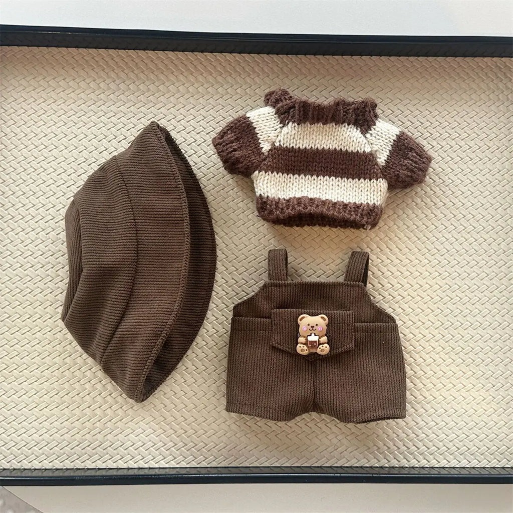 17cm Mini Plush Doll'S Clothes Outfit Accessories For Korea Kpop Exo Labubu Idol Striped clothes eyes shoes suit Clothing Gift