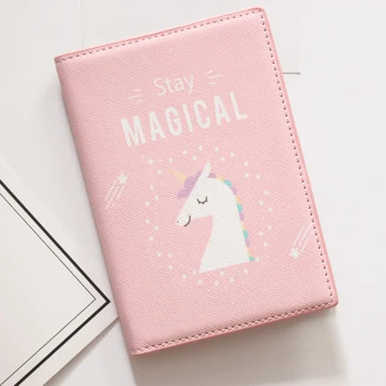 Cute Unicorn Girls Travel Abroad Passport Protection Set Waterproof  Passport Holder Card Wallet