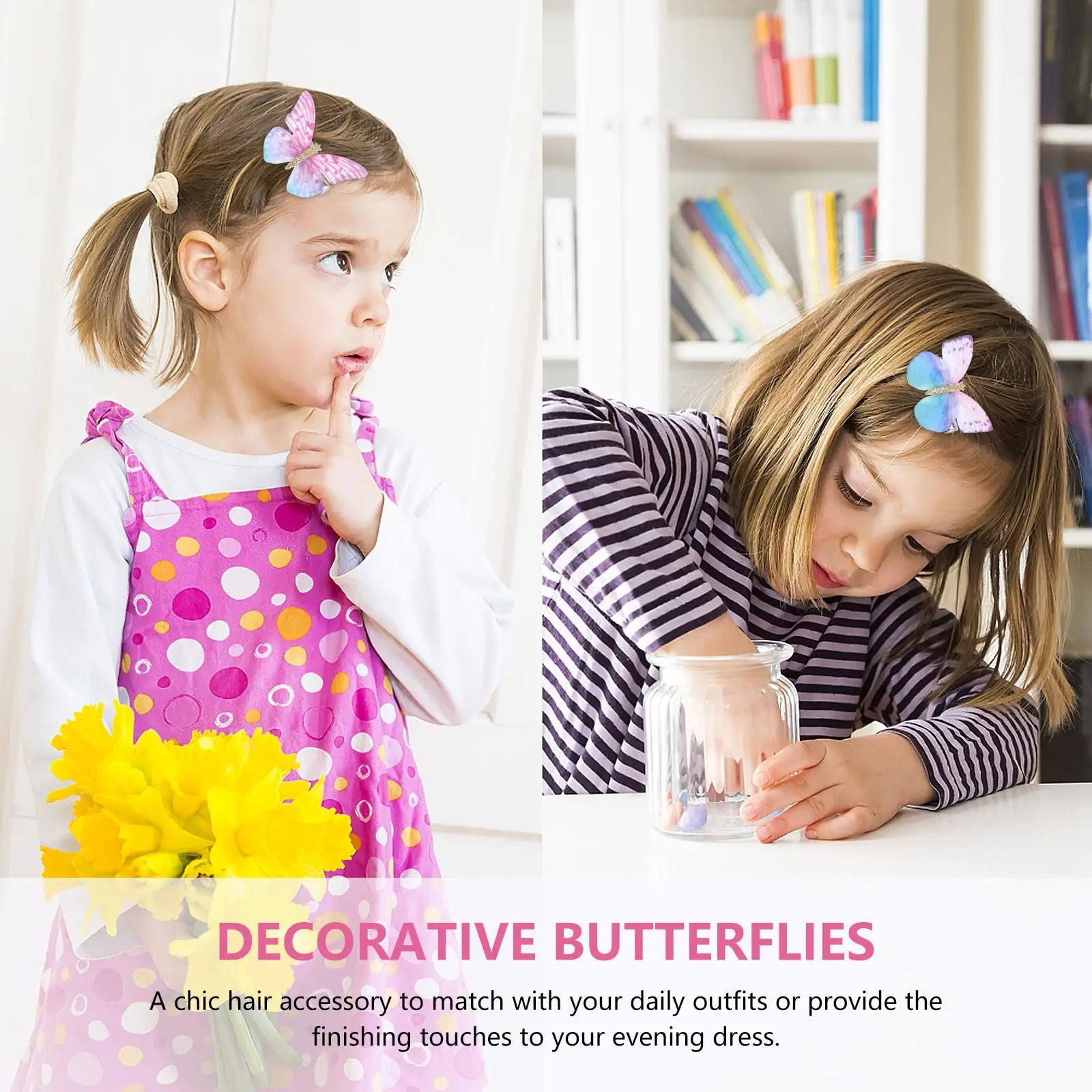 10 Pcs Butterfly Hair Clip Charm Hairpins Girls Catchers Hairdressing Clips Polyester Kids Decor