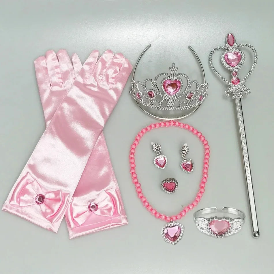 Girls Cosplay Elsa Anna Princess Crown Magic Wand Costume Headband Party Rhinestone Hair Bands For Kids Hairband Gifts Toys