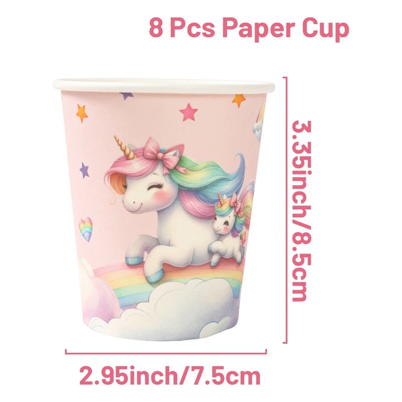 Rainbow Unicorn Disposable Tableware Happy 1st Birthday Party Decorations Kids Unicorn Theme Wedding Baby Shower Girls Supplies