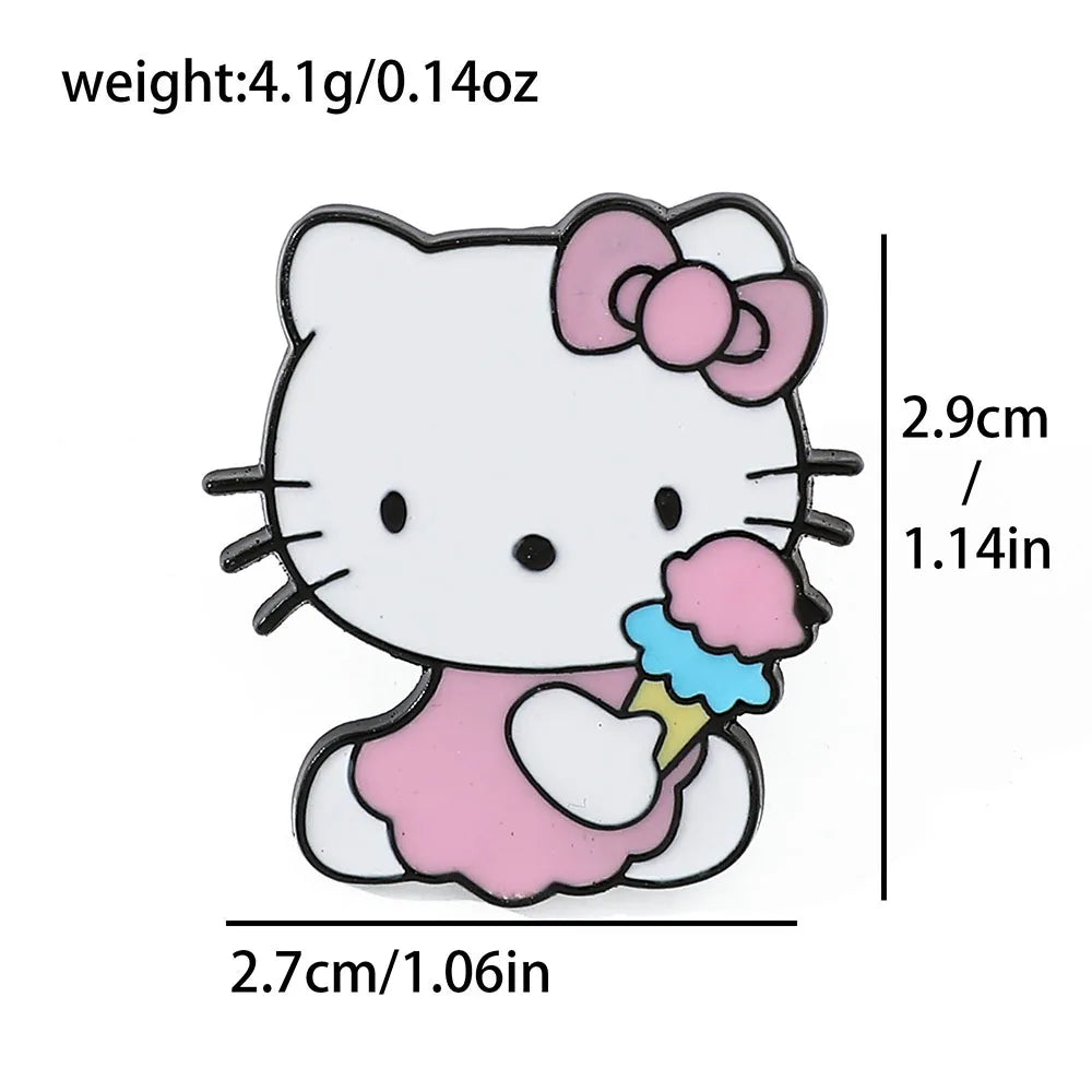 5 Pcs Cute cartoon Soft Cute kt Cat Brooch Sanrio Metal Badge Cute Cat Alloy Drop Oil Pin accessory