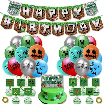 Birthday Party Decoration Paper Tableware Set 9inch Dish Plate Cup Backdrop Baby Shower Party Supplie Birthday Flag Banner Gifts