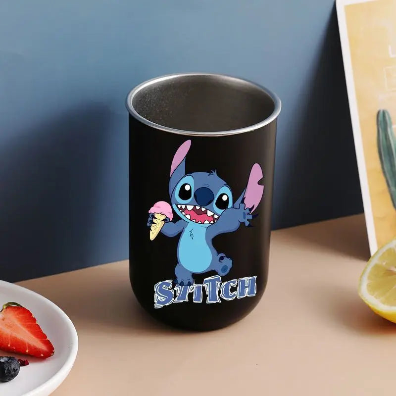 New Lilo & Stitch Cartoon Animation Creative Stainless Steel Mouthwash Cup Fashionable Personality High-Looking Toothbrush Cup