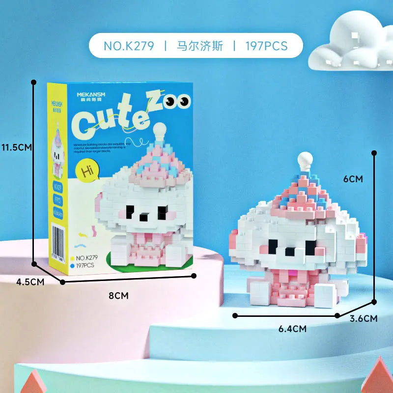 Cat Animal Brick Toy for Children Girls 8 To 10 Years Old Birthday Gifts Construction Block Set Mini Building Blocks Educational