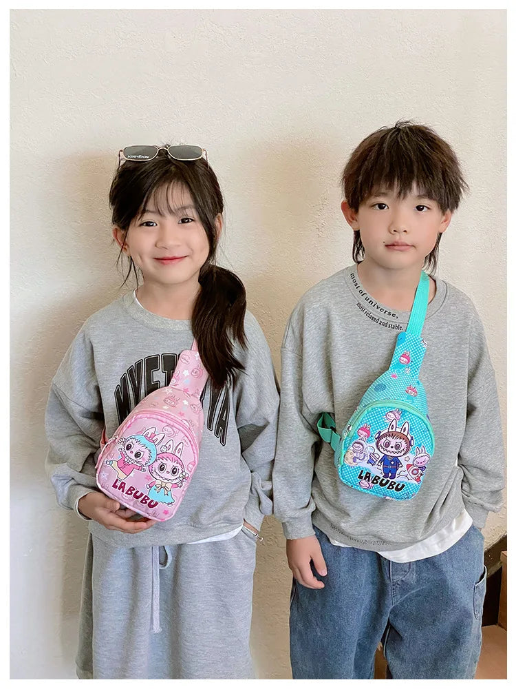 2024 new labubu POPMART LABUBU Children bag chest bag cartoon girl accessories bag trendy new one shoulder crossbody bag gifts