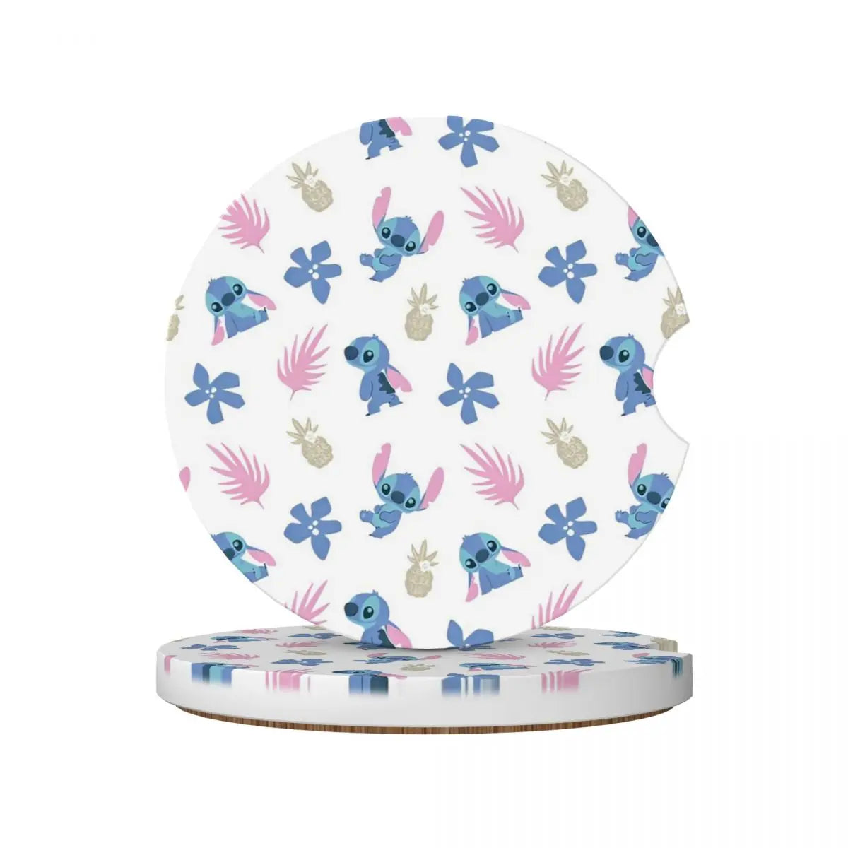 Kawaii Stitch Cartoon Car Cup Coaster 2PCS Universal Cup Holders Embedded in Ornaments Coaster Car Interior Accessories