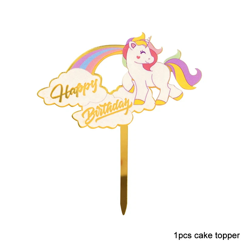 Unicorn Party Happy Birthday Paper Banner Hanging Garland Flag Unicorn Theme Kids 1st Birthday Party Decorations Baby Shower