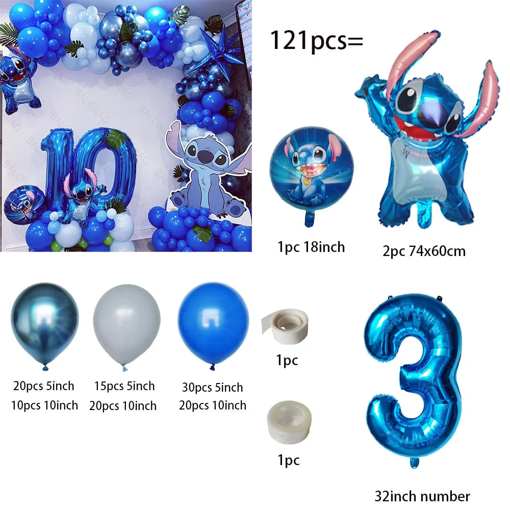 1set Lilo Stitch Arch Kit Garland Foil Helium Balloon Baby Shower Birthday Theme Party Decorations Inflatable Toys Air Globos